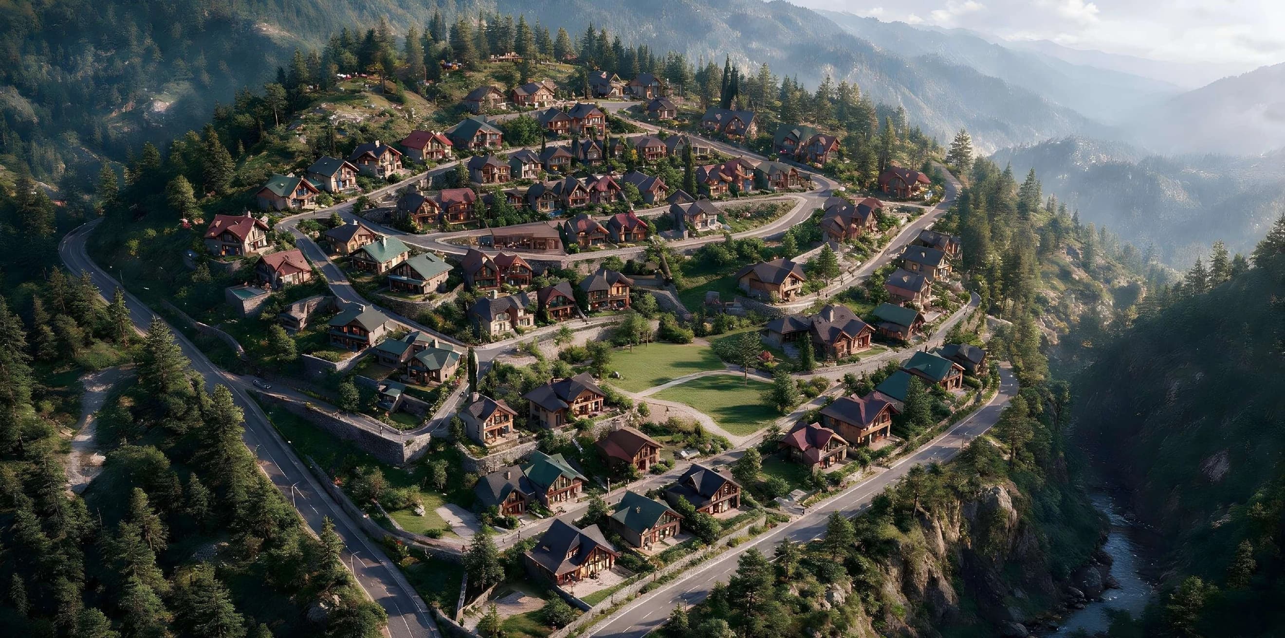 Aerial view of the Conifer master plan