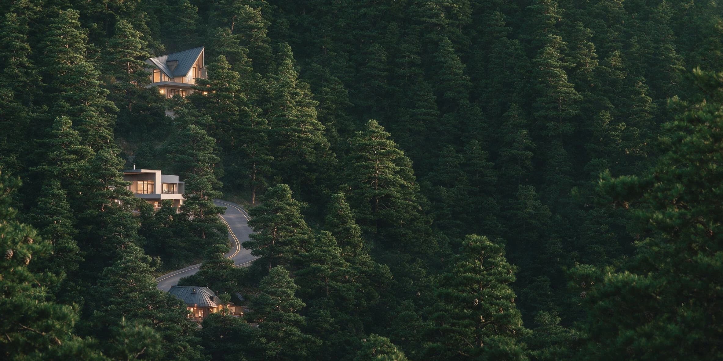 Villas nestled in a pine forest